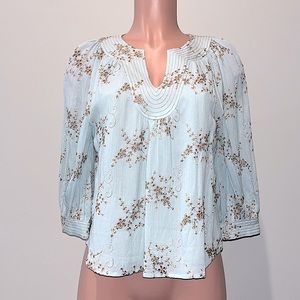 Floral Embroidered Women's Top - Light Blue
